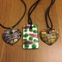 Brand NEW! Fused Glass Necklace Arizona Artisan Heart Rectangle