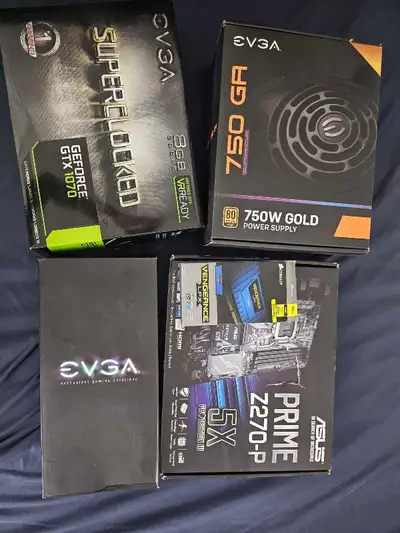 2x gtx 1070, 32bg ddr4, motherboard, cpu psu, View more