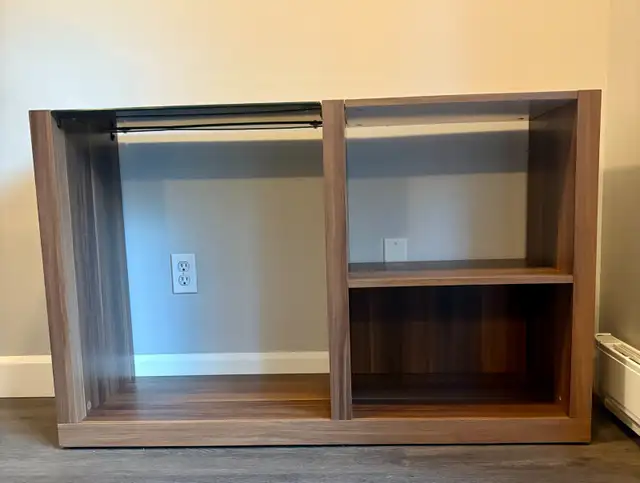 Seniqua 47 Inch Sofa Table With Black Glass Top, Open Shelves in Other Tables in Bedford - Image 4