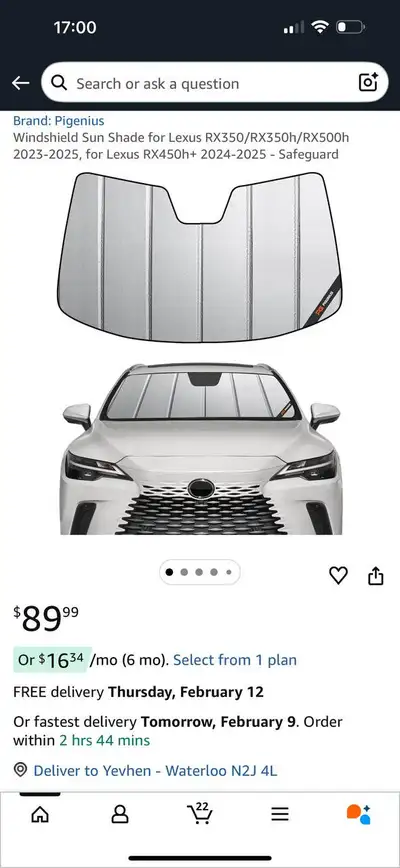 Pigenius Windshield Sun Shade for LexusRX (RX350 / RX350h / RX50, View more