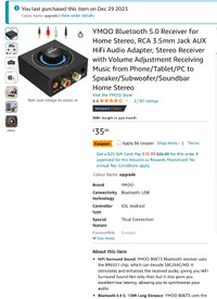 Bluetooth Wireless audio receiver for stereo.