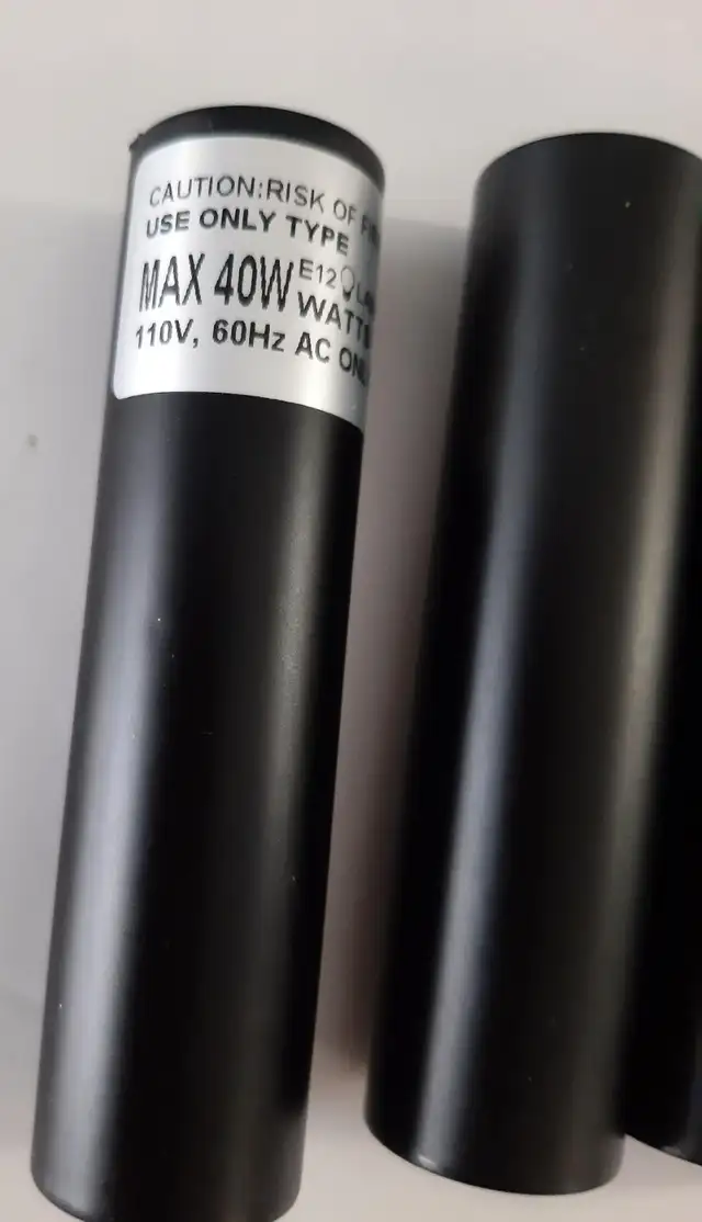 E12 Candle Socket Covers, 3.1 Inch, Tall, of metal, Black 8 Pack in Indoor Lighting & Fans in Ottawa - Image 2