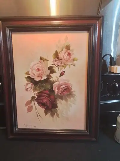 Oil Painting - M. Kroeger - Floral Still Life 20" x 16 ,(19)87, View more