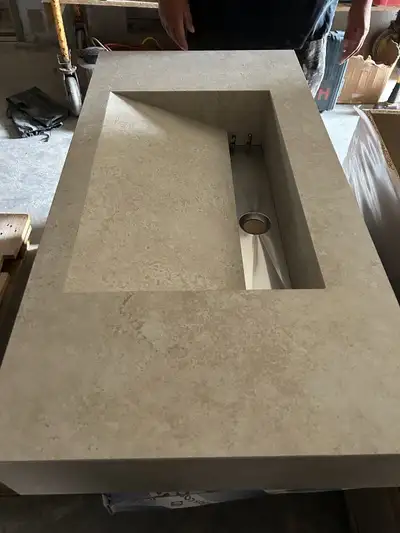 Integrated Stone Sink Vanity Top | Custom Bathroom Countertop, View more