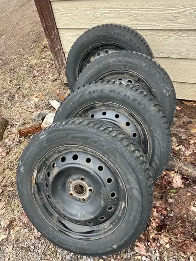 I'm selling a set of four used Ice Blazer winter tires mounted on 5x114.3 steel rims. 2 tires are de...