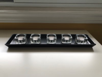 IKEA tray with 5 unscented tea lights and tea light holders $20