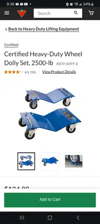 CERTIFiED  MOTOMASTER Wheel Dolly Set 2500 lb capacity