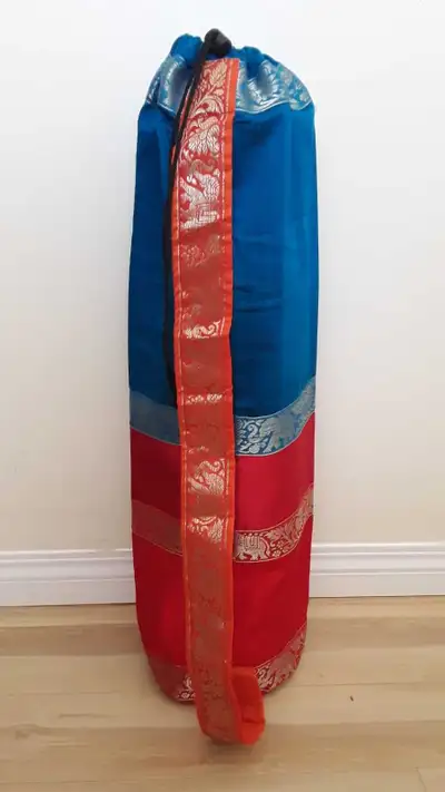 NEW RED & BLUE SILK YOGA MAT BAG, View more