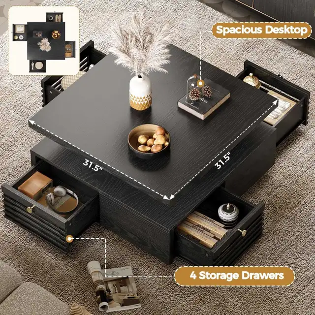 Coffee Table with LED Light and Charging Station in Coffee Tables in Ottawa - Image 3