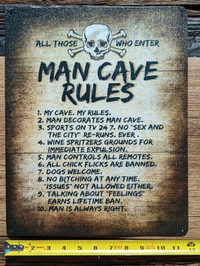 Man Cave Rules metal print 12" x 15"