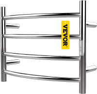 VEVOR 4 Bars Heated Towel Rack, Mirror Polished Stainless Steel