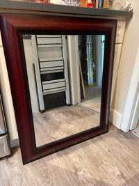 Wood Framed Beveled Mirror, 28" by 34"