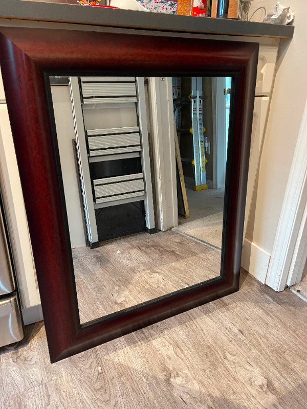 Wood Framed Beveled Mirror, 28" by 34" in Home Décor & Accents in Burnaby/New Westminster