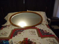 Antique Oval wood mirror, dresser mirror