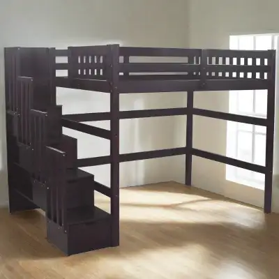 Ottawa – Solid Pine Stairway Bunk & Loft Beds | Grey Finish Sale, View more