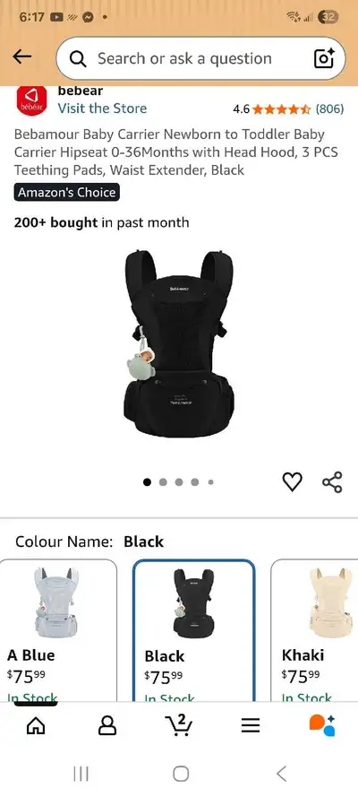 New open box Bebamour Baby Carrier, View more
