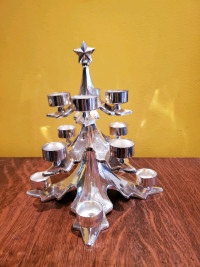 Silver Plated Christmas Tree Candle Holder - with box 