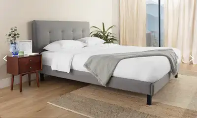 Endy upholstered bed frame with headboard Heather grey King Size - Condition Like New Assembled Dime...