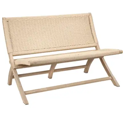 Bouclair Natural Wood and Rope Folding Bench, View more