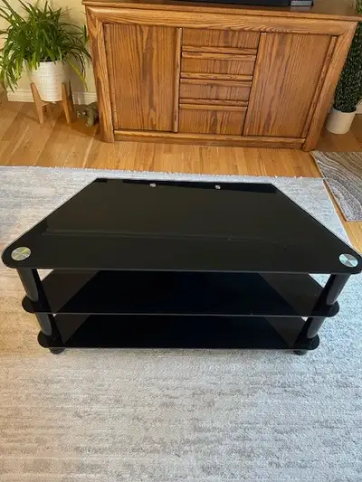 Corner TV Stand Black glass, View more