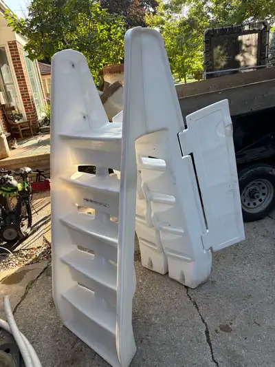 Above ground pool stairs Safe stair system for kids as you can lock the outside of the pool steps St...