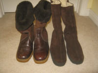 Two pairs of brown women's winter boots, size 10