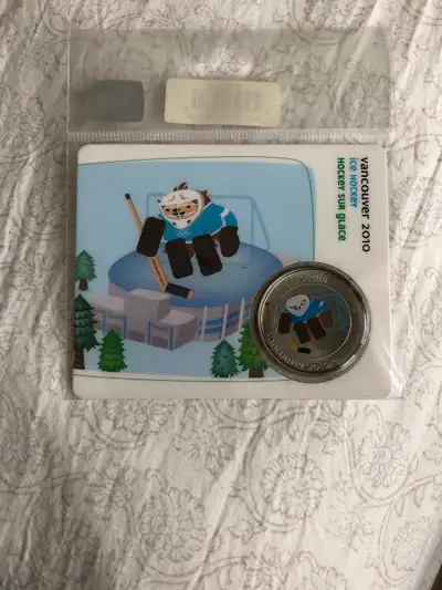 2010 Vancouver Olympics Mascot 50Cent Coin Hockey Uncirculated coin.