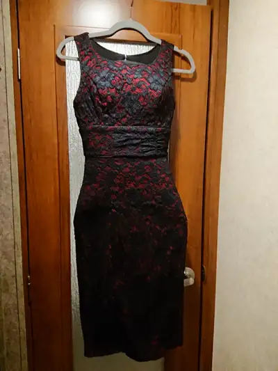 Gorgeous Red & Black Lace Dress_Le Chateau, View more