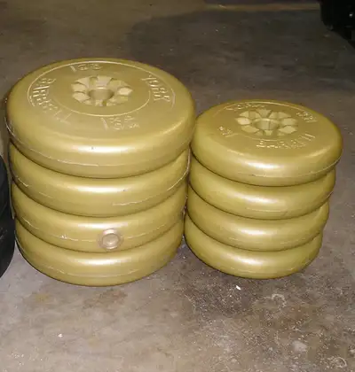 Weight Plates: 4x(10 lbs) & 4x(5 lbs) = 60 lbs, 1" holes, View more