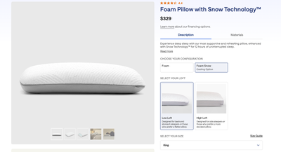 Foam Pillow with Snow Technology (King), View more