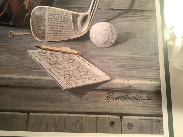 Vtg Golf Print Titled “The Follow Through” by Ruane Mannjng in Arts & Collectibles in Belleville - Image 2