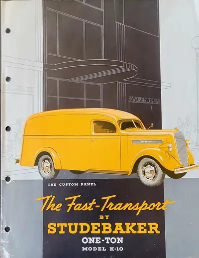 1937 k-10 1 ton truck Studebaker dealer pamphlet . tri colour as pictured . cash only no deliveries