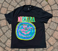 Nirvana T Shirt Smiley Face Neon Men's Sz  XL