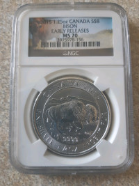 Monnaie royale canadienne 
8$ argent fin 
NGC MS 70
Bison 
2014