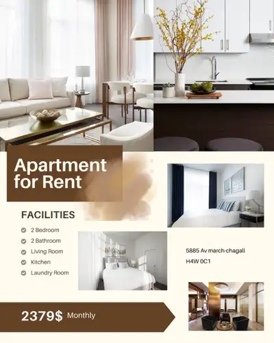 Lease Transfer 5885 Avenue march-Chagall , Côte Saint-Luc H4W0C1 Modern 2-Bed Condo in Available Aug...