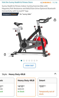 Sunny Health & FitnessIndoor Cycling Exercise Bike