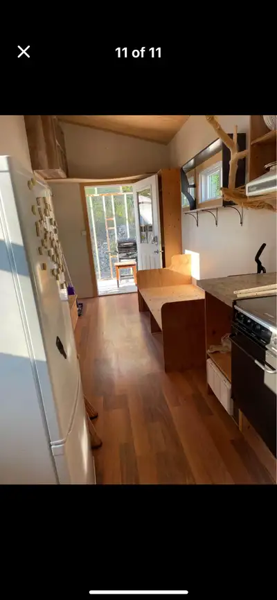 Tiny house for sale is on a 1992 Fleetwood Terry camper frame (8’x30‘) house section is 26‘4” and po...