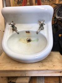 Old sink with taps. 