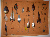 ANTIQUE FISHING LURES DISPLAY OVER 100 PIECES