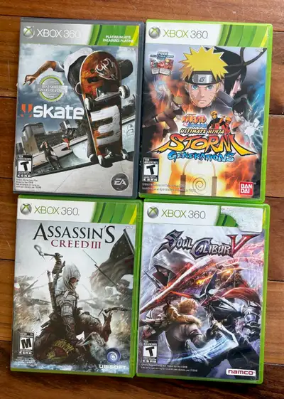 Xbox 360 - Skate 3, Naruto, Assassin's Creed 3 & SoulCalibur V, View more