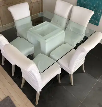 Modern Glass dining table with 6 chairs - OBO, View more