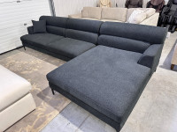Fabric sectional with right hand chaise 