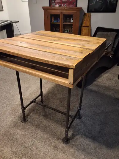 Rustic Live Edge Wood Pub Table, View more