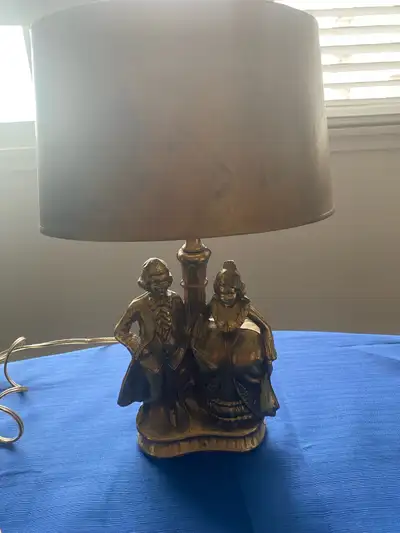 Antique Victorian Metal Table Lamp (Working Well) 14” , View more