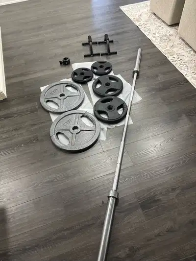 Home Gym Equiment (cage, bench, weights), View more