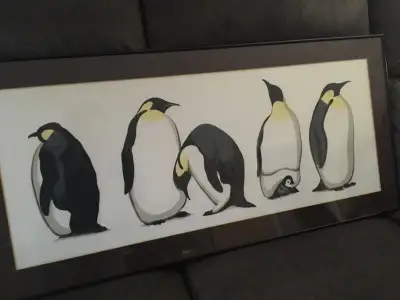 D. Grose Penguin Lithograph, 5 Penguin Family with Baby, View more