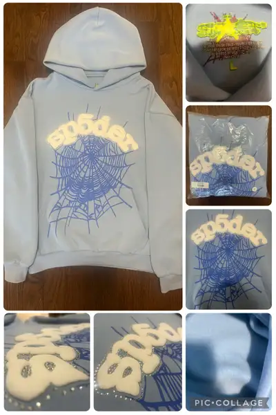 Sp5der Sky Blue Hoodie - Size L, View more
