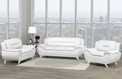 Brand New 3 piece sofa set in white color for sale near me , View more