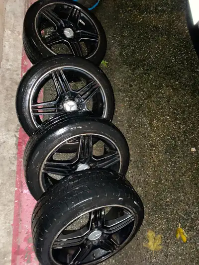 Tires are all seasons have around 65% tread left 215/45/17, no warp no bends on rims, 8” inch wide,...