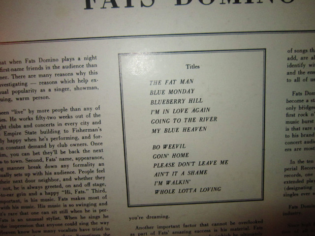 Fats Domino Swings ~ Vinyl Record Album in CDs, DVDs & Blu-ray in Winnipeg - Image 4